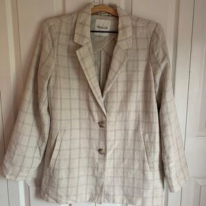 Madewell Dorset Windowpane Linen Blazer
